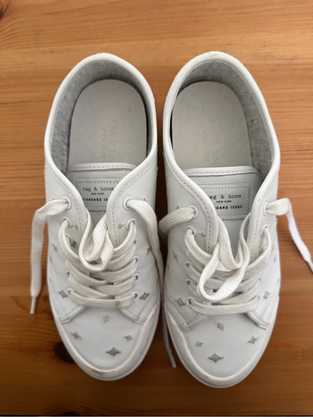 rag & bone Kids White Star-Detail Lace-Up Sneakers